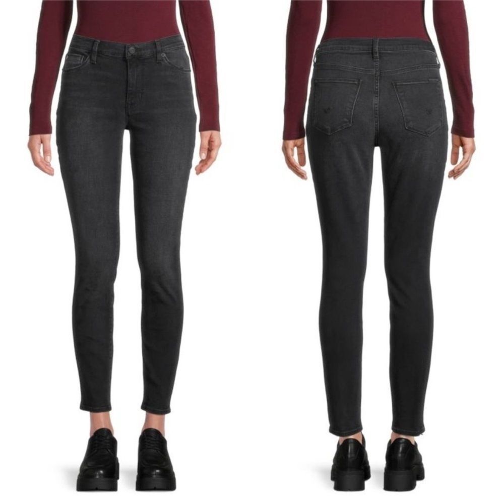 Hudson Mid Rise Super Skinny Natalie Black Denim Jeans